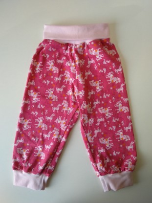 Bild von Pumphose Gr. 92 Jersey rosa Pferd auf pink 
