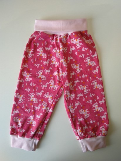 Bild von Pumphose Gr. 92 Jersey rosa Pferd auf pink 